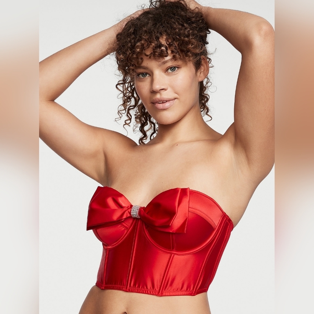 Victoria's Secret Size 32C Red Bandeau with Satin Sheen